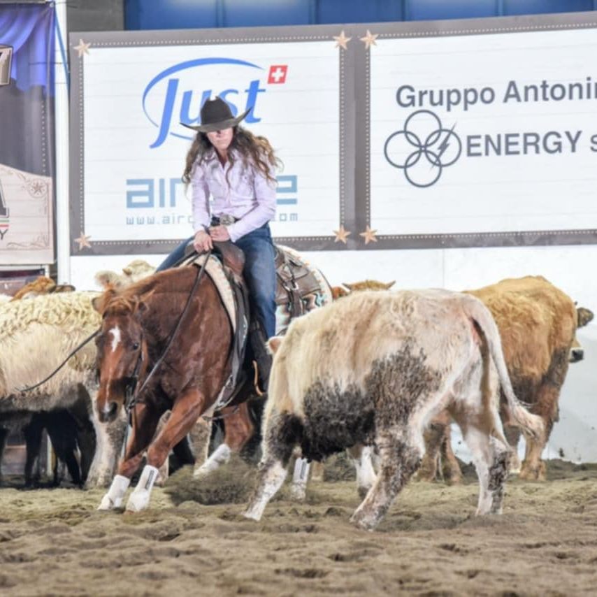 Tiphaine et sa jument sur un concours de cutting